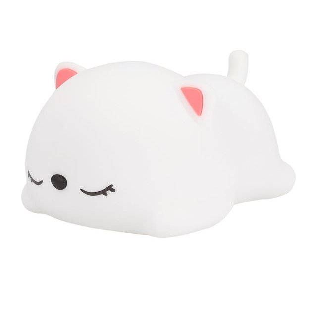 Gato Durmiente Usb Pat Control Remoto Led Luz De Noche De Silicona Escritorio Lámpara De Noche Lámpara De Noche Led Luz De Noche Para El Hogar seitruly HA024910-01