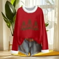 thumbnail image 4 of HOMBOM Womens Vintage Tops Fuzzy Fashion Christmas Crewneck Long Sleeve Santa Xmas T Shirts for Women Red, 4 of 6