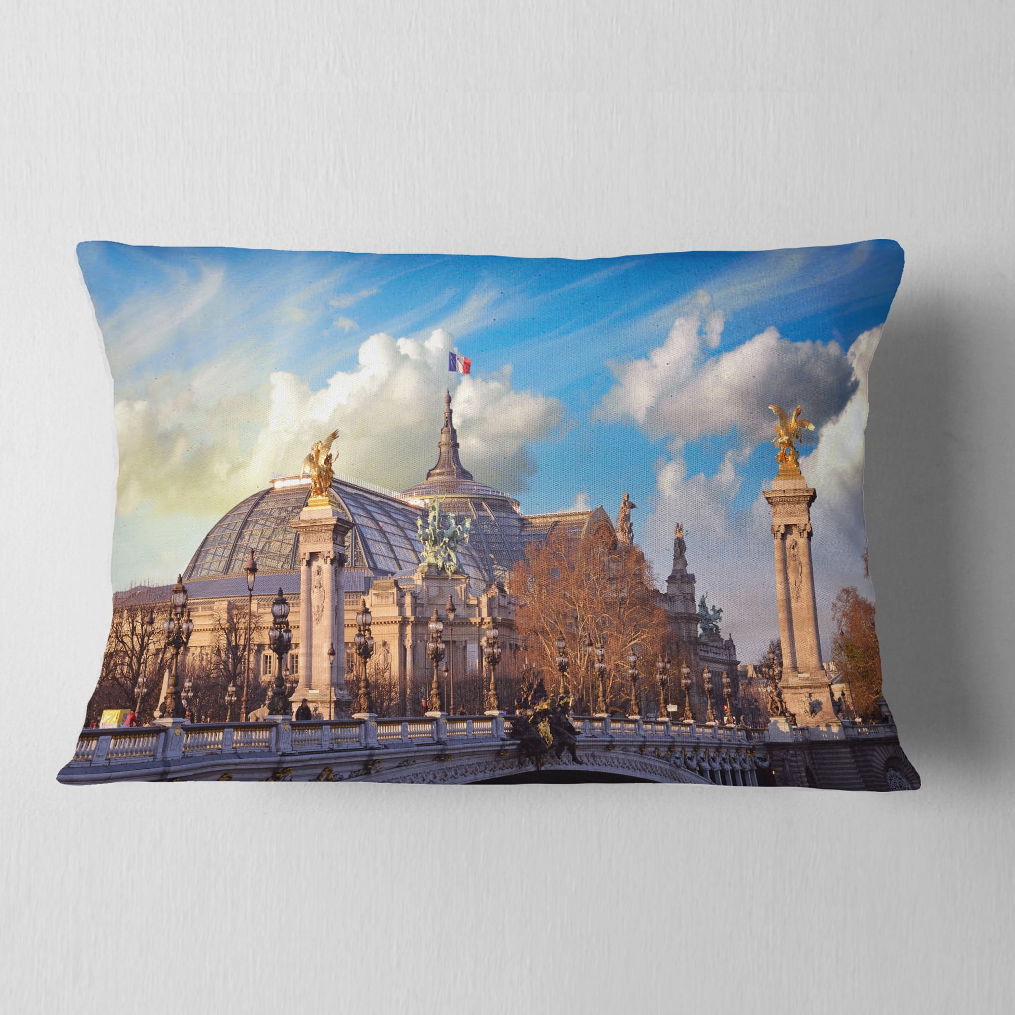 Designart Famous Great Palace in Paris - Modern Cityscape Throw Pillow - 12x20