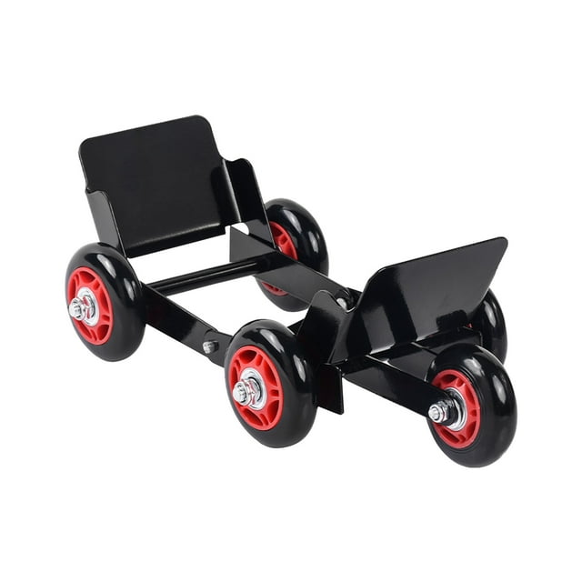 Motorcycle Mover Trailer Tool For Flat Tire Emergency Portable Folding Steel Design Rubber Wheel 1000Lb Capacity Vehicle Booster Pusher