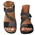 thumbnail image 5 of Domuza Womens Wedge Sandals, Adjustable Strap Open Toe Casual Comfort Sandals, Lightweight Non-Slip Summer Walking Shoes Black 5.5（EU-36）, 5 of 5