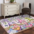thumbnail image 3 of Blue Purple Gnomes Area Rugs 2.7'x5', Washable Small Throw Rugs for Kitchen Bedroom, Spring Hydrangea Flower Leaf Pink Plaid Indoor Outdoor Rug Non-Slip Low Pile Carpet Runner Reversible Floor Mats, 3 of 8