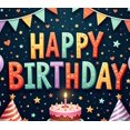 thumbnail image 4 of Decorative Banner Happy Birthday Colorful Design Birthday Banner Balloon Decoration Star Confetti for Birthday Party Kids Celebration Event, 4 of 6