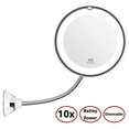 thumbnail image 1 of Espejo de maquillaje con luz LED y cuello de cisne flexible, aumento de 10x, espejo de tocador con aumento para baño y ventosa, giro de 360 ​​grados, luz diurna, batería, 1 of 5