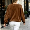 thumbnail image 5 of AKOEE Fuzzy Sweatshirts Off The Shoulder Pullover Long Sleeve Tops for Women Casual Loose Plush Sweaters (XL, Brown), 5 of 8