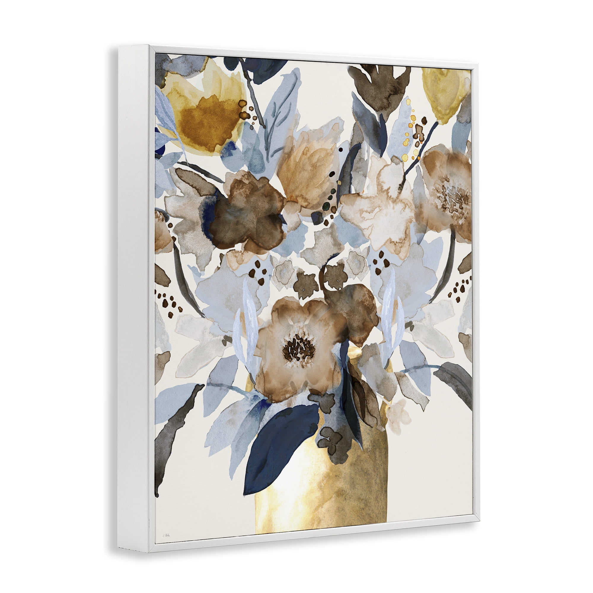 Stupell Industries Expressive Earthy Blossoms White Framed Giclee Art, design by Val Rhodes