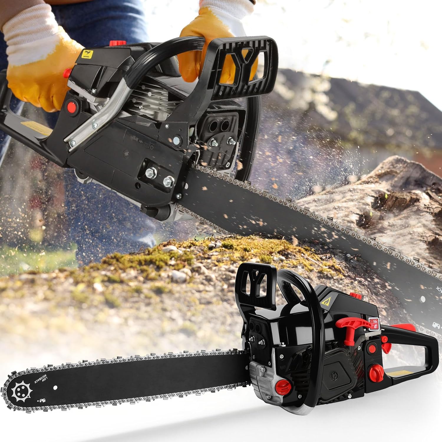 6-in-1 Gas Weed Wacker with Hedge Trimmer, 52CC 2-Stroke String Trimmer/Weed Trimmer, Weed Eater Gas Powered with Extension Pole, Ergonomic Design for Lawn, Garden & Yard