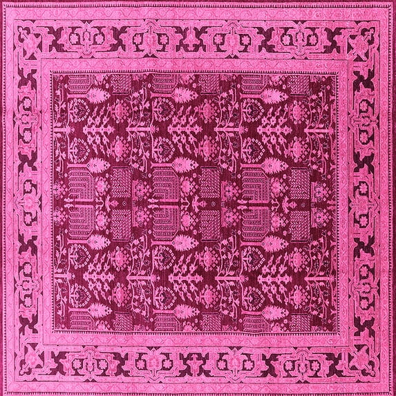 Ahgly Company Indoor Square Oriental Pink Industrial Area Rugs, 3' Square