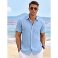 thumbnail image 2 of RICHCOIN Mens Linen Shirts Short Sleeve Button Down Dress Shirts for Men Casual Summer Tops Beach, 2 of 7