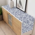 thumbnail image 4 of Blue Geometric Table Runner - 60 Inch Long, Kitchen Dining Table Runner Dresser Scarves, Watercolor Chevron Abstract Farmhouse Decor for Coffee Tables Wedding Party Banquet, 4 of 8