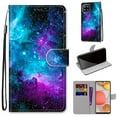 thumbnail image 2 of For Samsung A42 Case 5G , Mantto PU Leather Phone Case With Hand Rope Strap Cute Painted Flip Card Wallet Slots Case,Kickstand Phone Skin For Samsung Galaxy A42 5G, Starry sky, 2 of 8