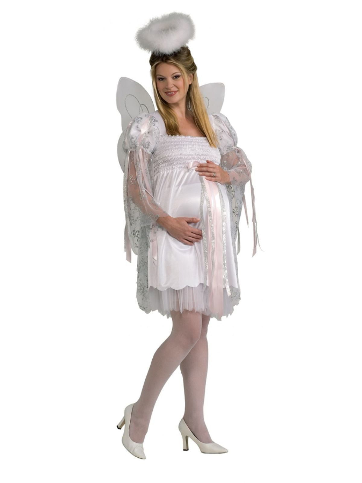Angel White Christmas Maternity Mommy to Be Dress Up Halloween Adult Costume