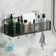 thumbnail image 1 of Cesta de almacenamiento colgante de metal Hierro negro | Organizador de pared para condimentos de cocina, artículos de tocador de baño | Estante de malla con ganchos, 14.17x5.9x5.12in, Solución de, 1 of 8
