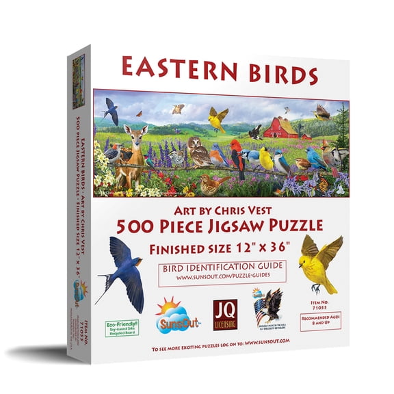 SUNSOUT INC - Eastern Birds - 500 pc Jigsaw Puzzle by Artist: R. Christopher Vest - Finished Size 12" x 36" Easter - MPN# 71055