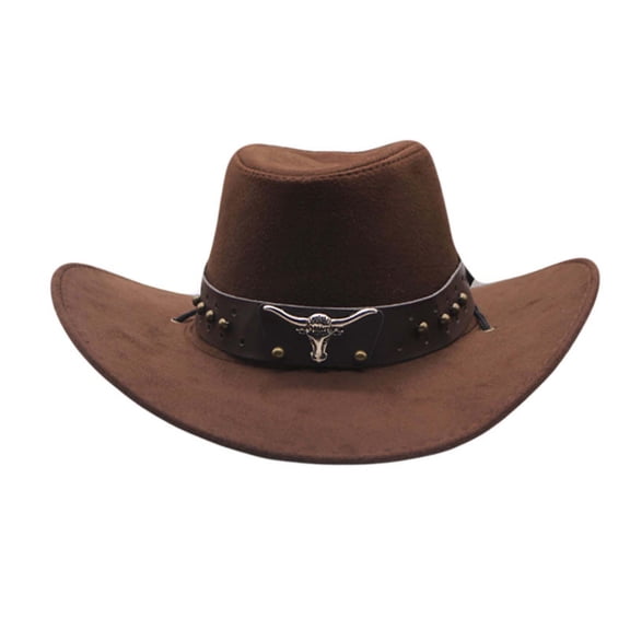 AWZXDE Mens Western Cowboy Style Hat Jazz Cowboy Hat Bowler Design For Themed Performances And Special Events Coffee