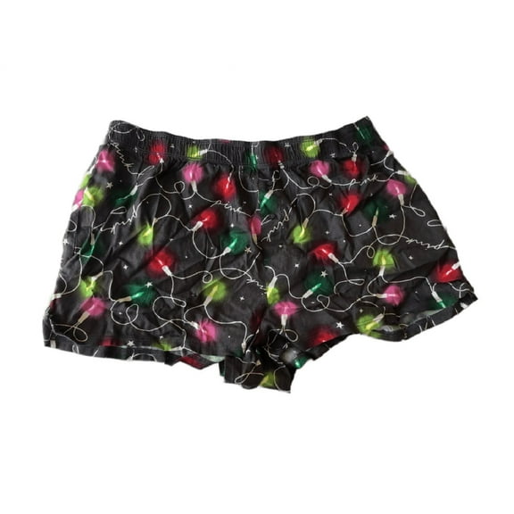 Victoria's Secret Pink Flannel Pajama Sleep Short Boxy Christmas Lights Pink Script X-Large NWT