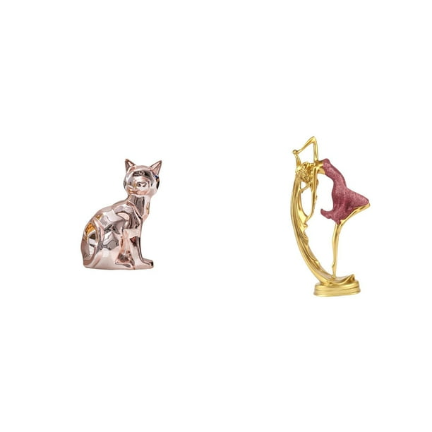 Figura de escritorio,Estatua de gato en estante,escritorio,oficina,decoración del hogar,Figura decorativa de escritorio de cerámica para decoración del hogar,Estatua de niña