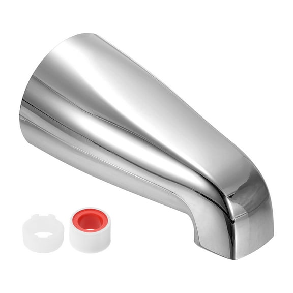 Uxcell 1Pack Universal Bath Tub Spout, Zinc Alloy Bath Spout Bathtub Faucet with Adapter Plastic Reducer Joint for 1/2 Inch Water Tub for Bathroom Kitchen, Silver