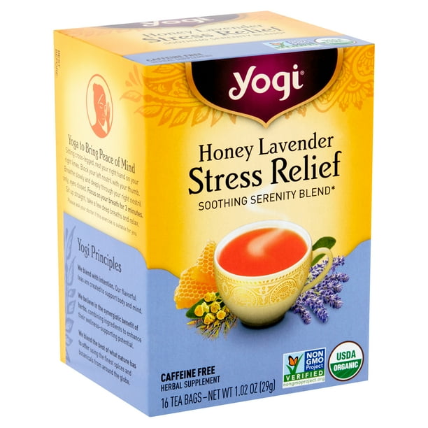 Yogi Honey Lavender Stress Relief Tea Bags, 16 count, 1.02 oz - Walmart