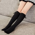 thumbnail image 4 of fnnxnal Girls Knee High Cotton Socks with Bow, Preppy School Uniform Style, Breathable Seamless Toe, Black, Size 3-4 5-6 7-8,Size 5-6T, 4 of 8
