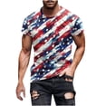 thumbnail image 2 of Blusas y camisas de manga corta y cuello redondo para hombre. Blusas de manga corta con cuello redondo y estampado del Día de la Independencia para hombre. Blusa para hombre., 2 of 5