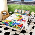 thumbnail image 2 of Erosebridal Letter T Soccer Ball Print Full Size Sheets, Sports Monogram Bed Sheets for Kids Boys and Girls, 1 Flat Sheet, 1 Fitted Sheet and 2 Pillowcases, 2 of 6