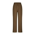 thumbnail image 4 of WIZUTIZ Womans Dress Pants Classic Leisure Baggy Wide Leg Palazzo Pants Stretch Elastic High Rise Palazzo Pants Solid Drawstring with Pockets Beach Pants Dance Birthday Brown, 4 of 6
