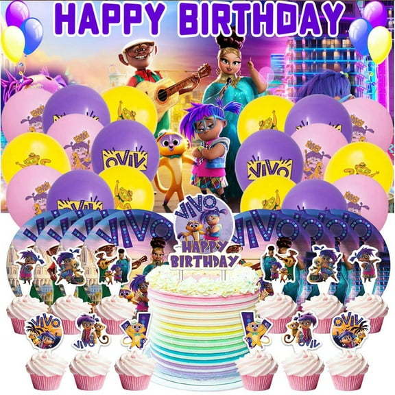 Vivo Birthday Party Supplies Balloons Plates Decoration Cake Topper Decor Tableware Banner Backdrop