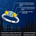 thumbnail image 2 of Gem Stone King 14K White Gold Blue Zircon & Yellow Sapphire 3-Stone Engagement Ring | 1.57 Cttw | Round 5MM and 4MM | Three Stone Wedding Anniversary Promise Ring for Women (Size 7), 2 of 6