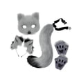 thumbnail image 3 of Máscara facial de Halloween jinwen con orejas y Cola de animal Gris Negro, 3 of 8