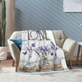 thumbnail image 5 of Farmhouse Floral Blanket for Women Girls Ultra Soft Cozy Lavender Flower Throw Blanket Fleece Fuzzy Plush Bedding Blanket Purple Flower Gifts for Women Girls Kids Adults Couch Sofa 50"x40", 5 of 6