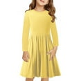 thumbnail image 2 of Fjofpr Girls Dresses $ 10.00 Girls Long Sleeve Solid Color Stretchy Dress A Line Twirly Skater School Recital Dress（4Y-14Y), 2 of 9