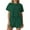 Army Green, variant on Women's 2 Piece Pajama Sets Short Sleeve Waffle Knit Crop Shirts and Drawstring Shorts Sleepwear Crewneck Loungewear Sweatsuit