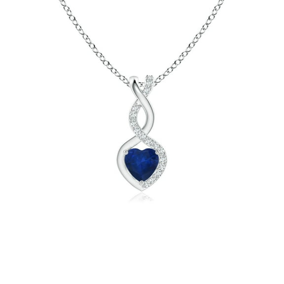 Angara Natural Blue Sapphire Necklace for Women in 14K White Gold (Size-4mm) - September Birthstone Jewelry | Blue Sapphire Heart Pendant