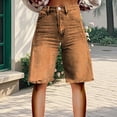 thumbnail image 2 of kaondbfi Denim Shorts for Women Print Like Denim Flare Jeans Stretchy Shorts with Pockets Summer Jeans for Women, 2 of 4