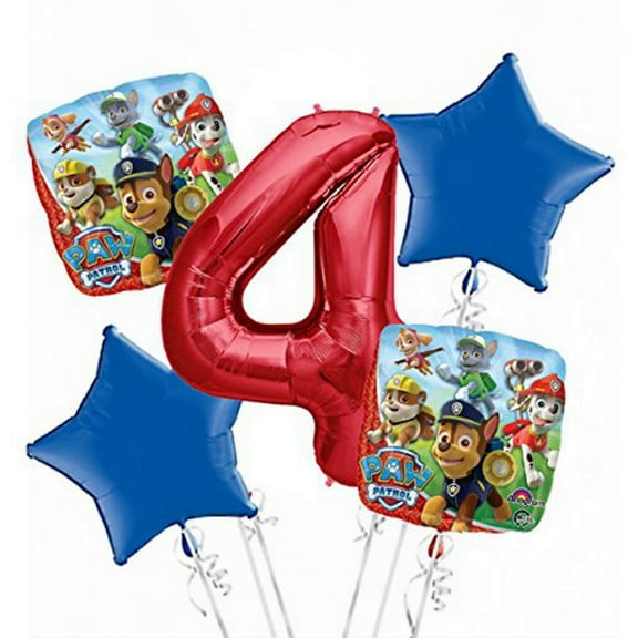 PAW Patrol 4th Birthday Balloon Bouquet 5pc by Amscan
