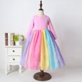 thumbnail image 3 of Kids Girls Rainbow Splice Princess Pageant Gown Birthday Party Dresses, 3 of 7