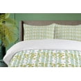 thumbnail image 4 of Ambesonne Abstract Duvet Cover Sets, Geometric Leaves and Trees, 2-King, Almond Green Khaki White, 4 of 7