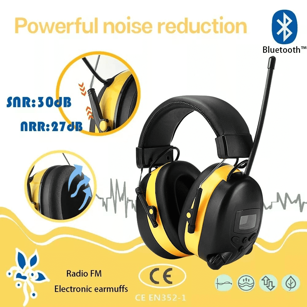 AM/FM Radio Headphones with Digital Display, 30dB AM FM Hearing Protection Safety Earmuffs, Ear Protection for Mowing