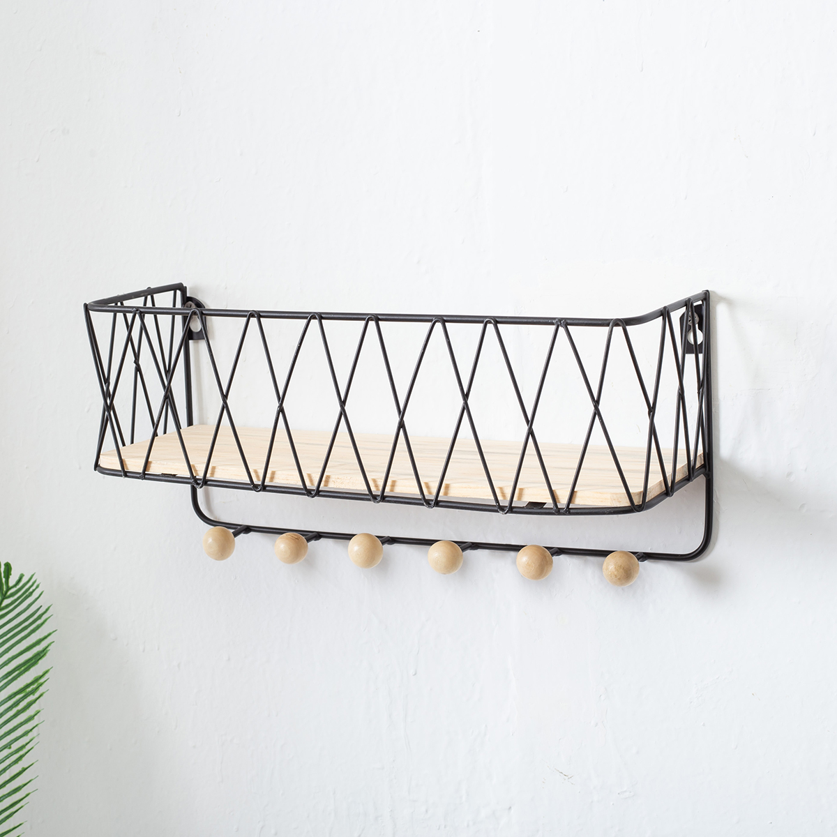 Wall Mounted Shelf Wire Rack Storage shelves With Hook Basket Key