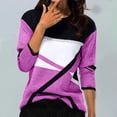 thumbnail image 2 of FAIWAD Women's Color Block Geometric Patchwork Print Tops Long Sleeve Round Neck Spring Summer Tops, 2 of 3