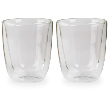Mn Cup - Circleware Thermax Double Wall Insulated Glass Drinking Cups, 2-Pieces, 11.5 Ounces