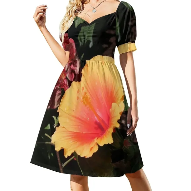 Vestido hawaiano de manga corta con flores, ropa de verano para mujer, vestidos elegantes y bonitos para mujer.