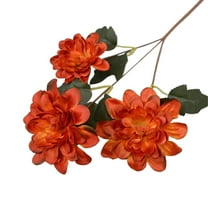 3-Head Dahlia Artificial Flowers - Realistic Mum Stems For Fall Wedding Bouquets, Thanksgiving Centerpieces And Seasonal Home Decor