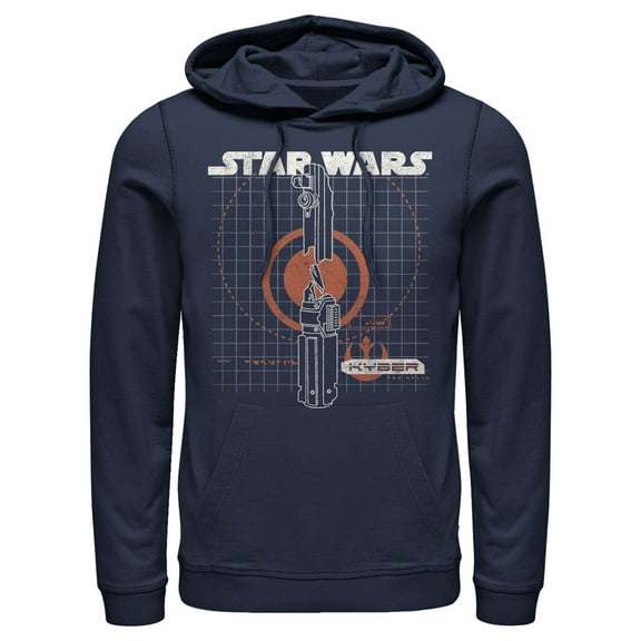 Men's Star Wars: The Rise of Skywalker Kyber Crystal Pull Over Hoodie Navy Blue 2X Large