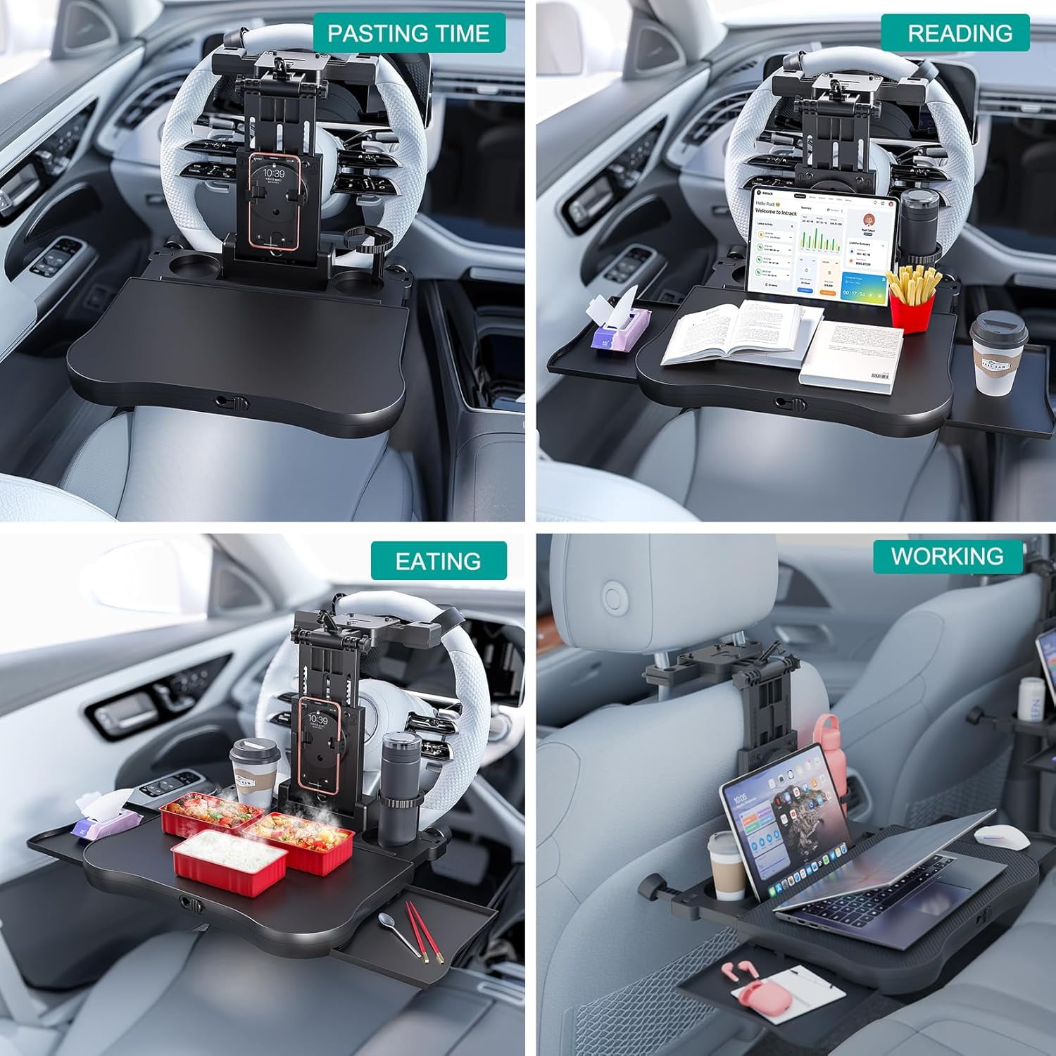 Steering Wheel Desk Car Food Eating Tray Table,Car Laptop Desk with Phone/Tablet/Cup Holder for SUVs,Trucks & Vans
