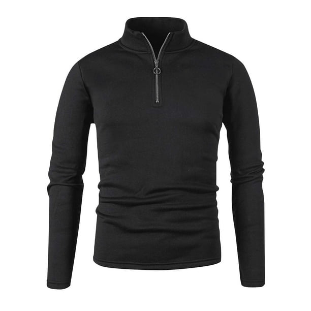 pstuiky hombres de manga larga, Suéter de manga larga con cuello alto y cremallera de color liso para hombre Tops casuales para hombres m