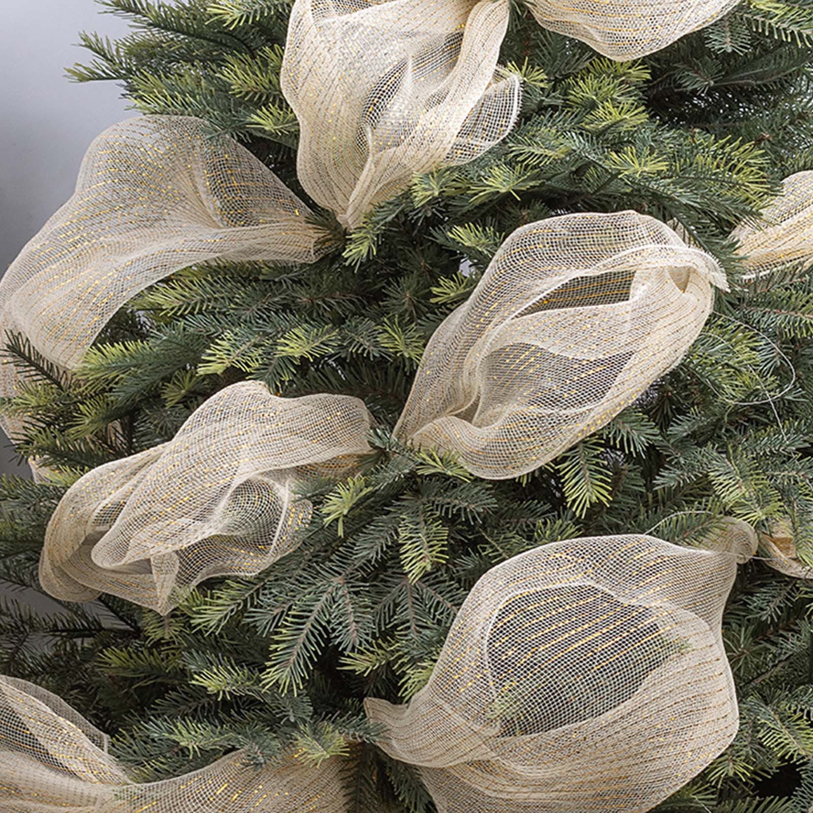Nature Deco Mesh Ribbon with Metallic Foil, Gold, 20.8 inch x 29 feet, for Christmas Tree Wreaths