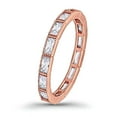 thumbnail image 3 of Full Eternity Baguette Band Ring Rose Tone CZ 925 Sterling Silver Size 10, 3 of 6