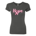 thumbnail image 2 of Wild Bobby, Hope Pink Ribbon Support Brave Fight, Breast Cancer Awareness, Women Slim Fit Junior Tee, Dark Grey, Large, 2 of 5
